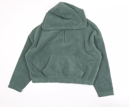 ASOS DESIGN Womens Green Fleece Hooded 1/4 Zip Jacket Size 12