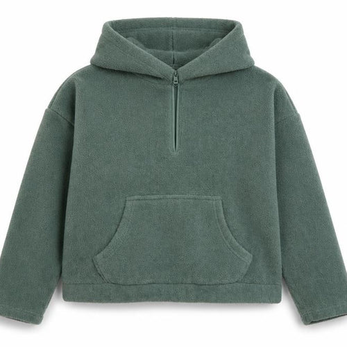 ASOS DESIGN Womens Green Fleece Hooded 1/4 Zip Jacket Size 12