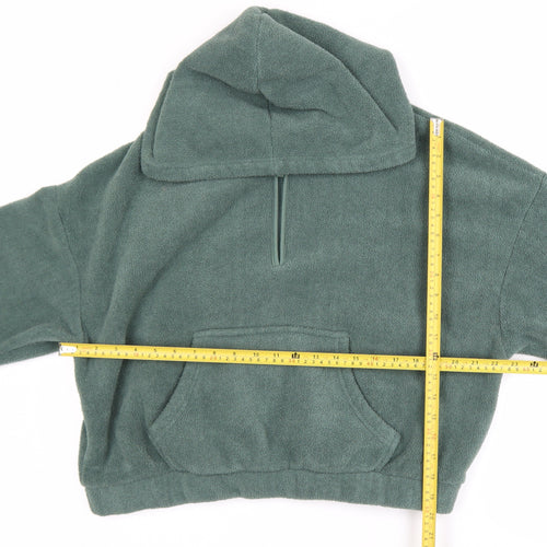 ASOS DESIGN Womens Green Fleece Hooded 1/4 Zip Jacket Size 12