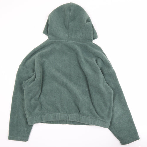ASOS DESIGN Womens Green Fleece Hooded 1/4 Zip Jacket Size 12