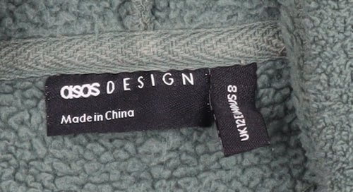 ASOS DESIGN Womens Green Fleece Hooded 1/4 Zip Jacket Size 12