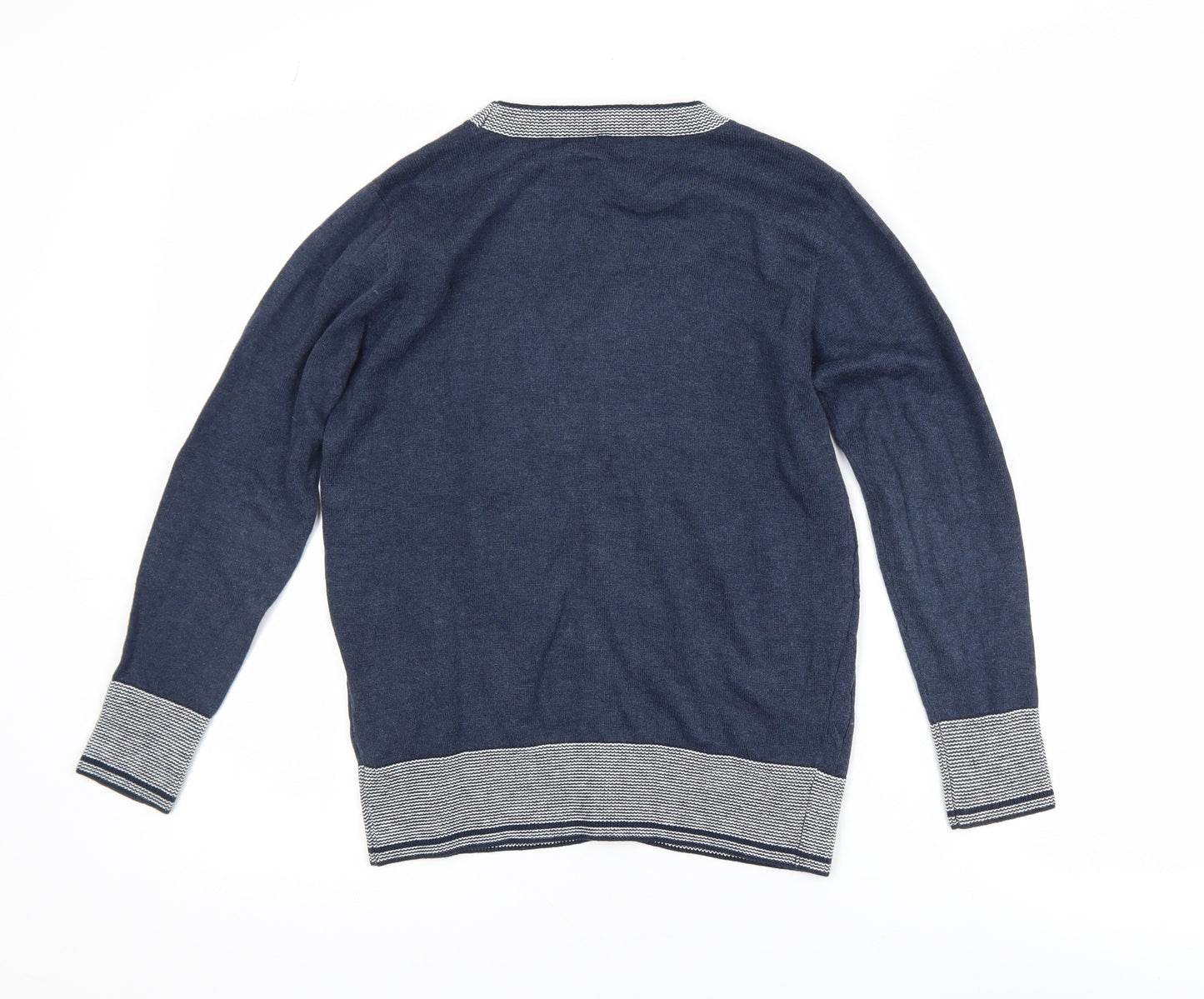 CHICKEEDUCK Boys Blue Cotton Cable Knit Cardigan Size 12-13 Years