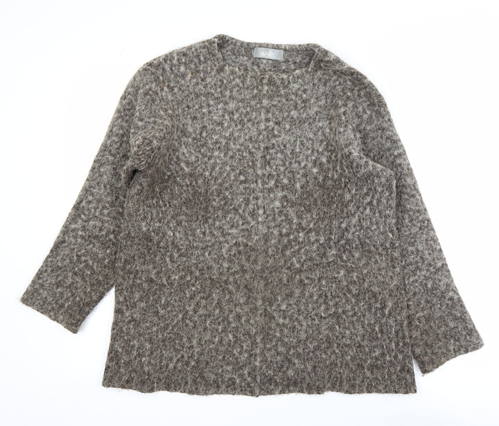 Wallis Women’s Grey Wool Blend Chunky Knit Long Sleeve Cardigan Size 12