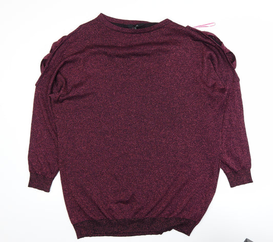 Yours Womens Purple Glitter Long Sleeve Tunic Top Size 20