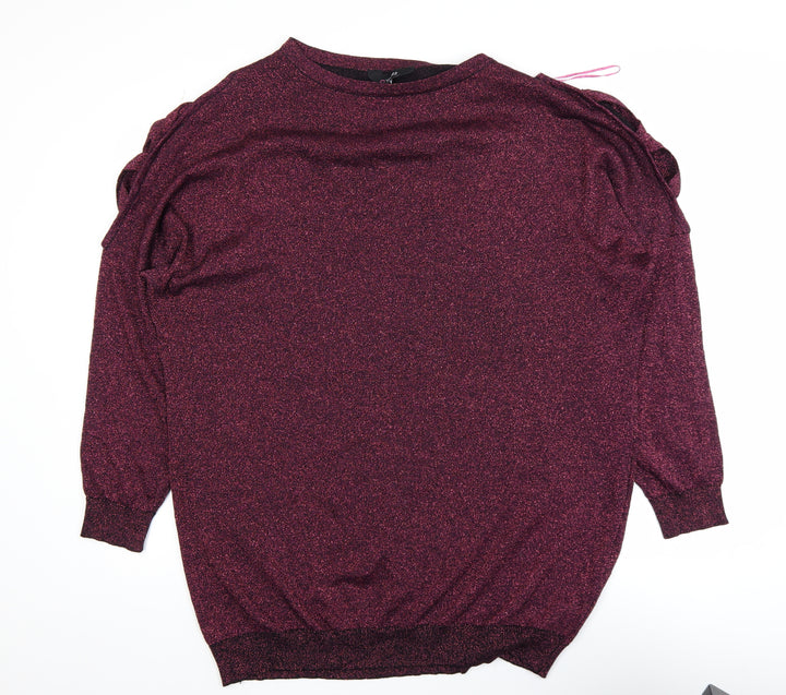 Yours Womens Purple Glitter Long Sleeve Tunic Top Size 20