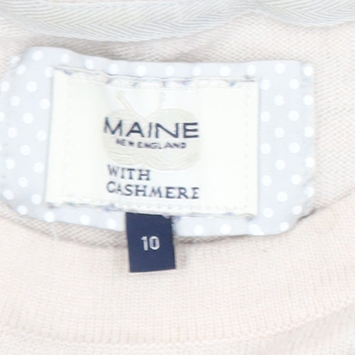Maine New England Women's Beige Wool Cashmere Striped Jumper Size 10
