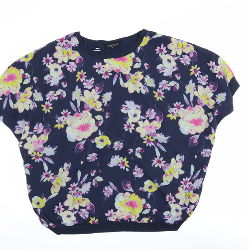 F&F Women's Blue Floral Lightweight Short Sleeve Blouse Size 18