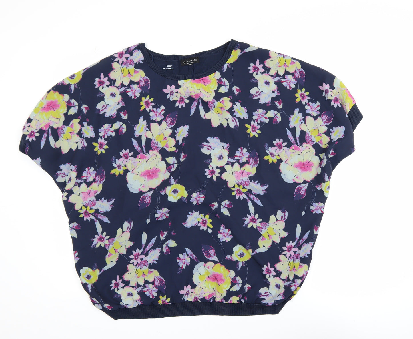 F&F Women's Blue Floral Lightweight Short Sleeve Blouse Size 18