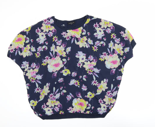 F&F Women's Blue Floral Lightweight Short Sleeve Blouse Size 18