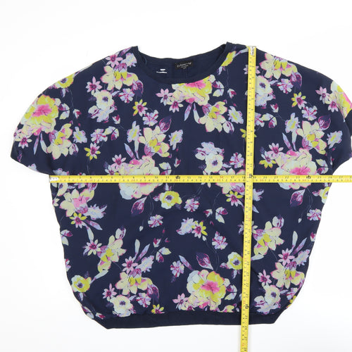 F&F Women's Blue Floral Lightweight Short Sleeve Blouse Size 18