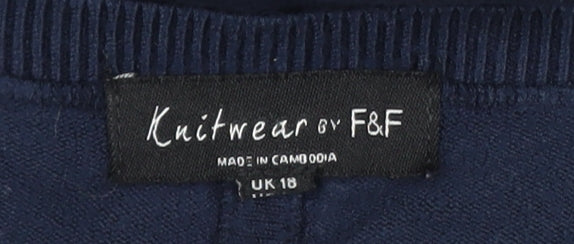 F&F Women's Blue Floral Lightweight Short Sleeve Blouse Size 18