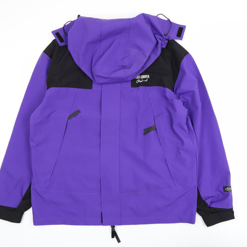Lee Cooper Men's Purple XL Waterproof Hooded Parka Jacket