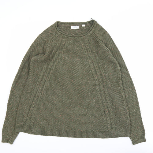 Fat Face Women’s Green Cable-Knit Cotton Jumper Size 8