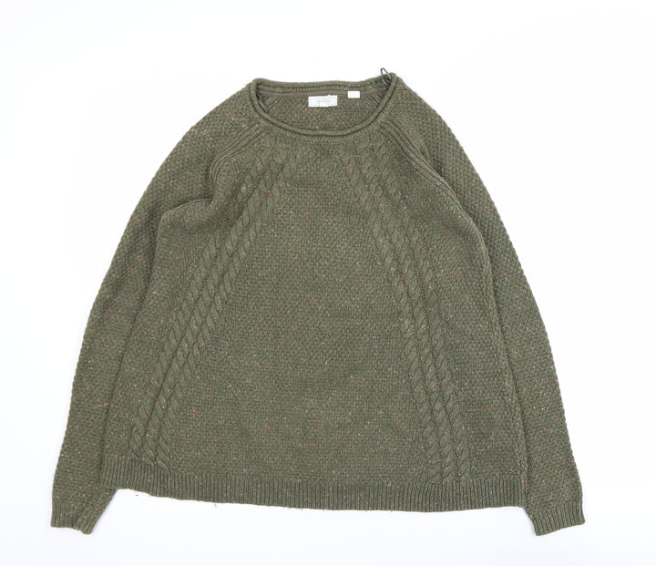 Fat Face Women’s Green Cable-Knit Cotton Jumper Size 8