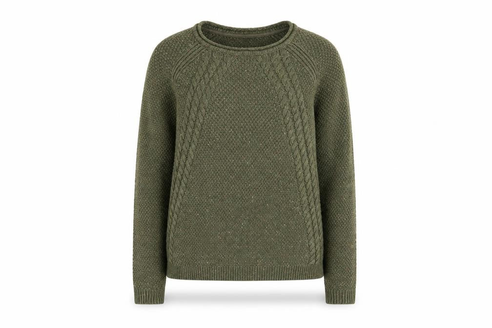 Fat Face Women’s Green Cable-Knit Cotton Jumper Size 8