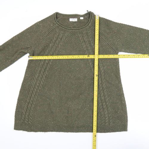 Fat Face Women’s Green Cable-Knit Cotton Jumper Size 8