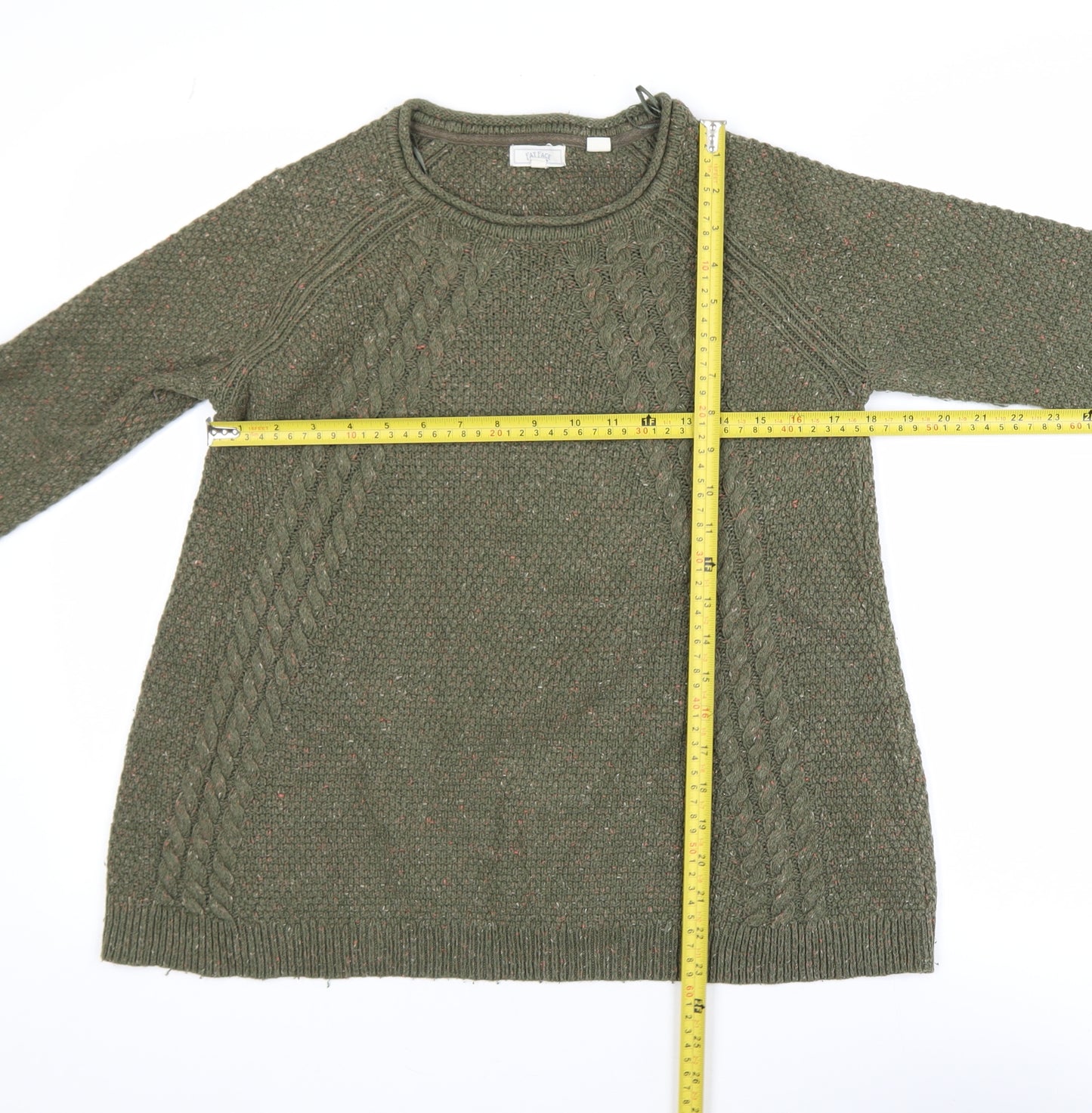 Fat Face Women’s Green Cable-Knit Cotton Jumper Size 8