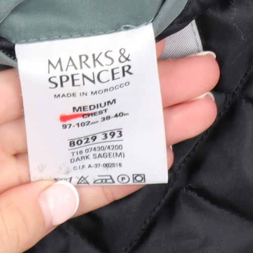Marks and Spencer Men's Green Water Resistant Parka Jacket Size M