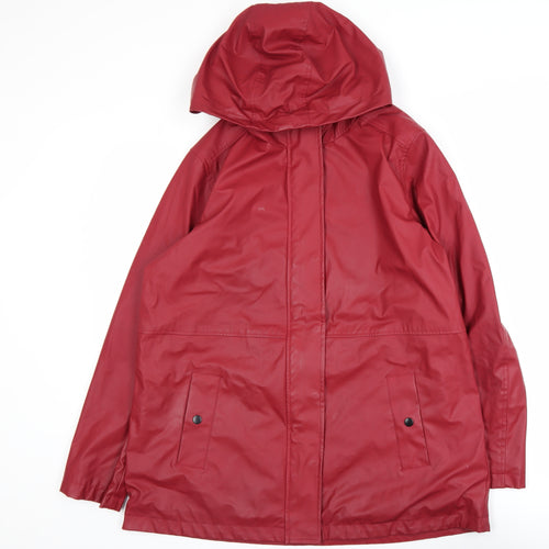 Soon Womens Red Hooded Waterproof Rain Coat Jacket Size 16