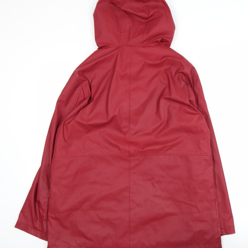 Soon Womens Red Hooded Waterproof Rain Coat Jacket Size 16