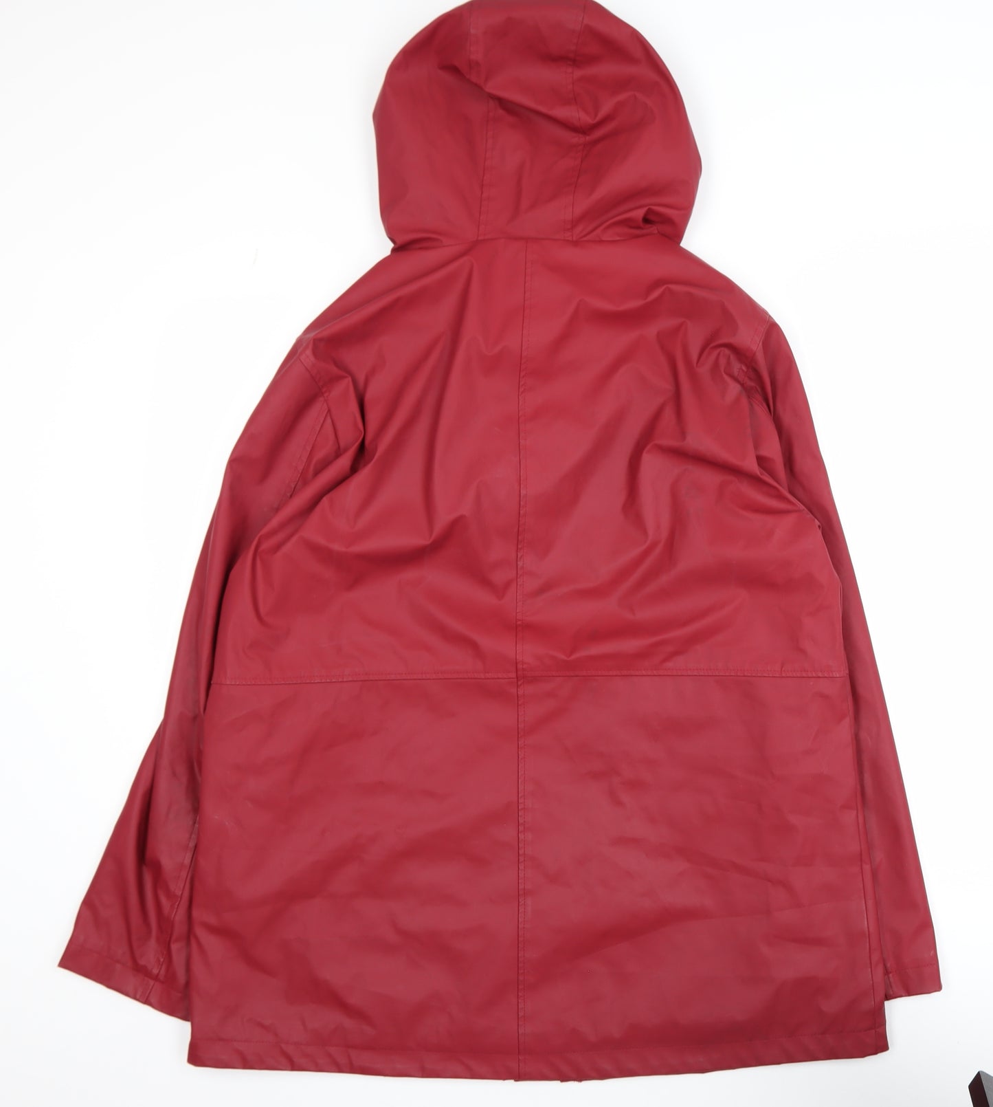 Soon Womens Red Hooded Waterproof Rain Coat Jacket Size 16