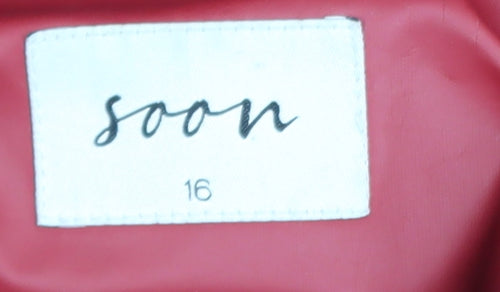 Soon Womens Red Hooded Waterproof Rain Coat Jacket Size 16