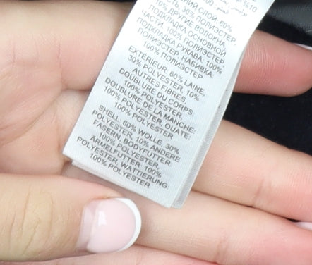 Jasper Conran Men's Black Wool Blend Pea Coat Size L Winter Jacket