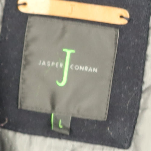 Jasper Conran Men's Black Wool Blend Pea Coat Size L Winter Jacket