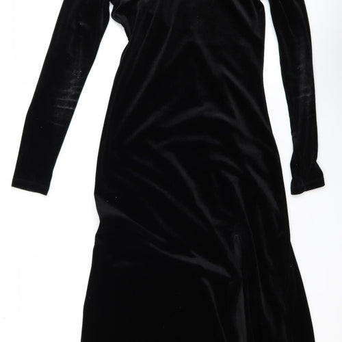 & Other Stories Women Black Velvet Midi Bodycon Dress Size 8