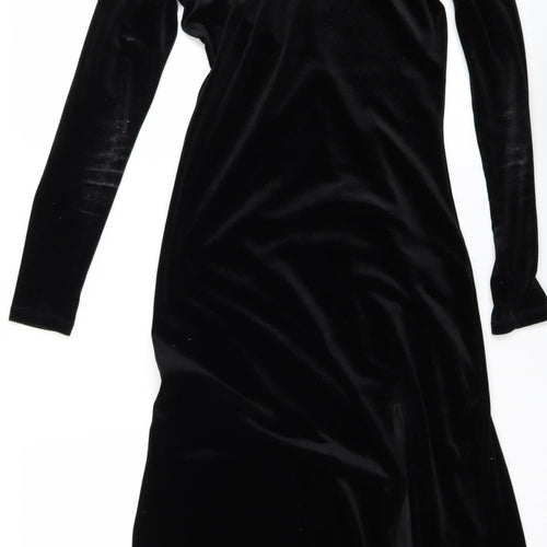 & Other Stories Women Black Velvet Midi Bodycon Dress Size 8