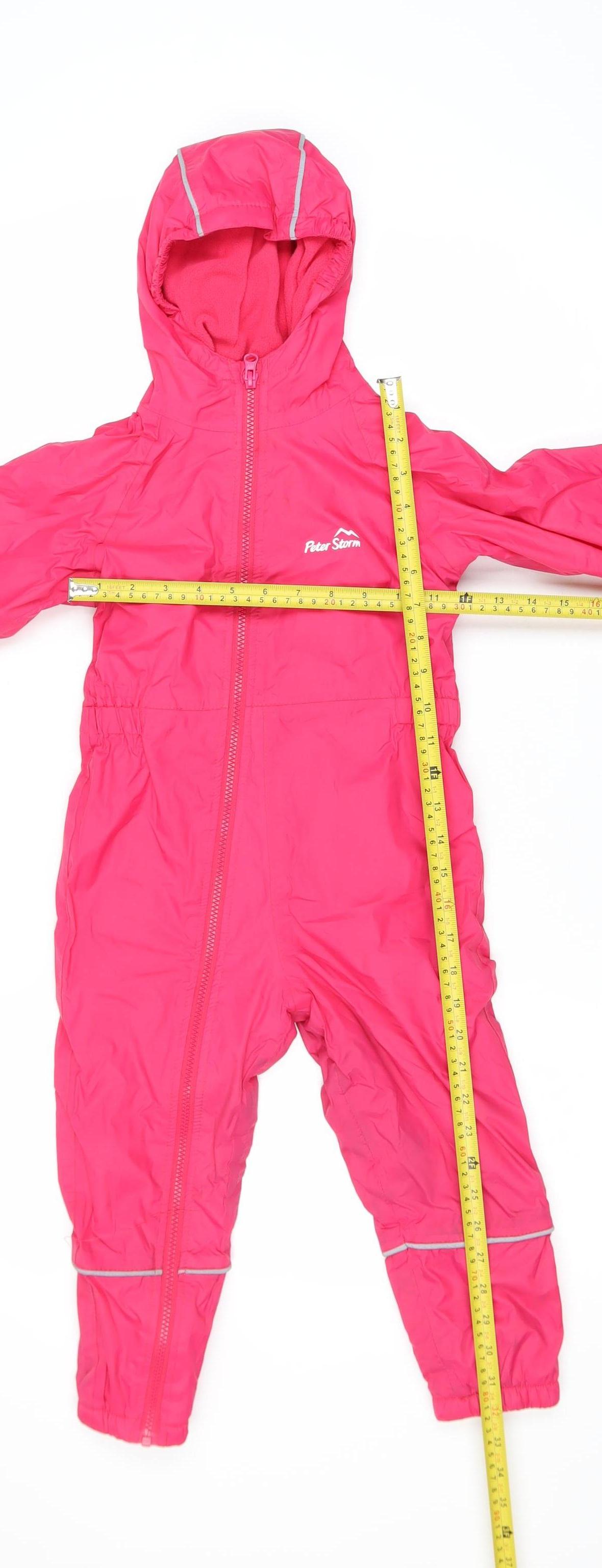 Peter Storm Girls Pink Waterproof Hooded Snowsuit 2-3 Years