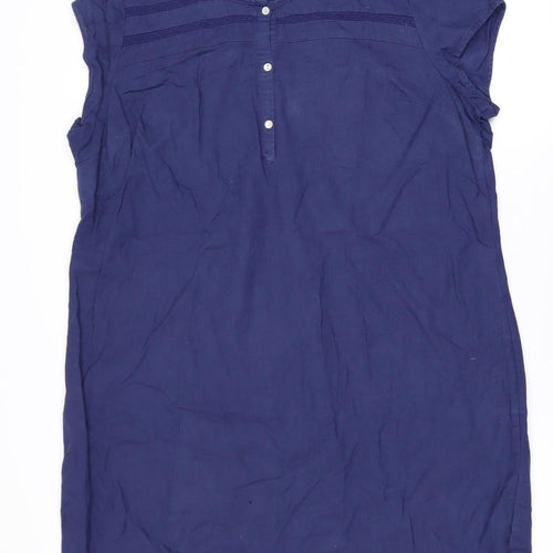 Anne Weyburn Women's Blue Cotton Tunic Blouse Size 16