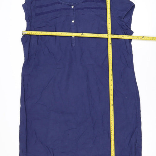 Anne Weyburn Women's Blue Cotton Tunic Blouse Size 16