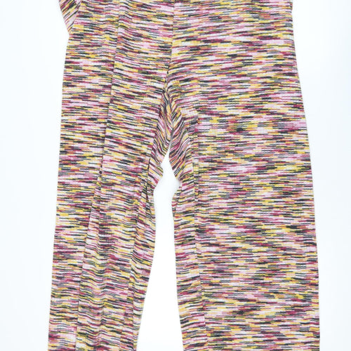 H&M Women’s Multicoloured Geometric Stretch Knit Trousers Size 18
