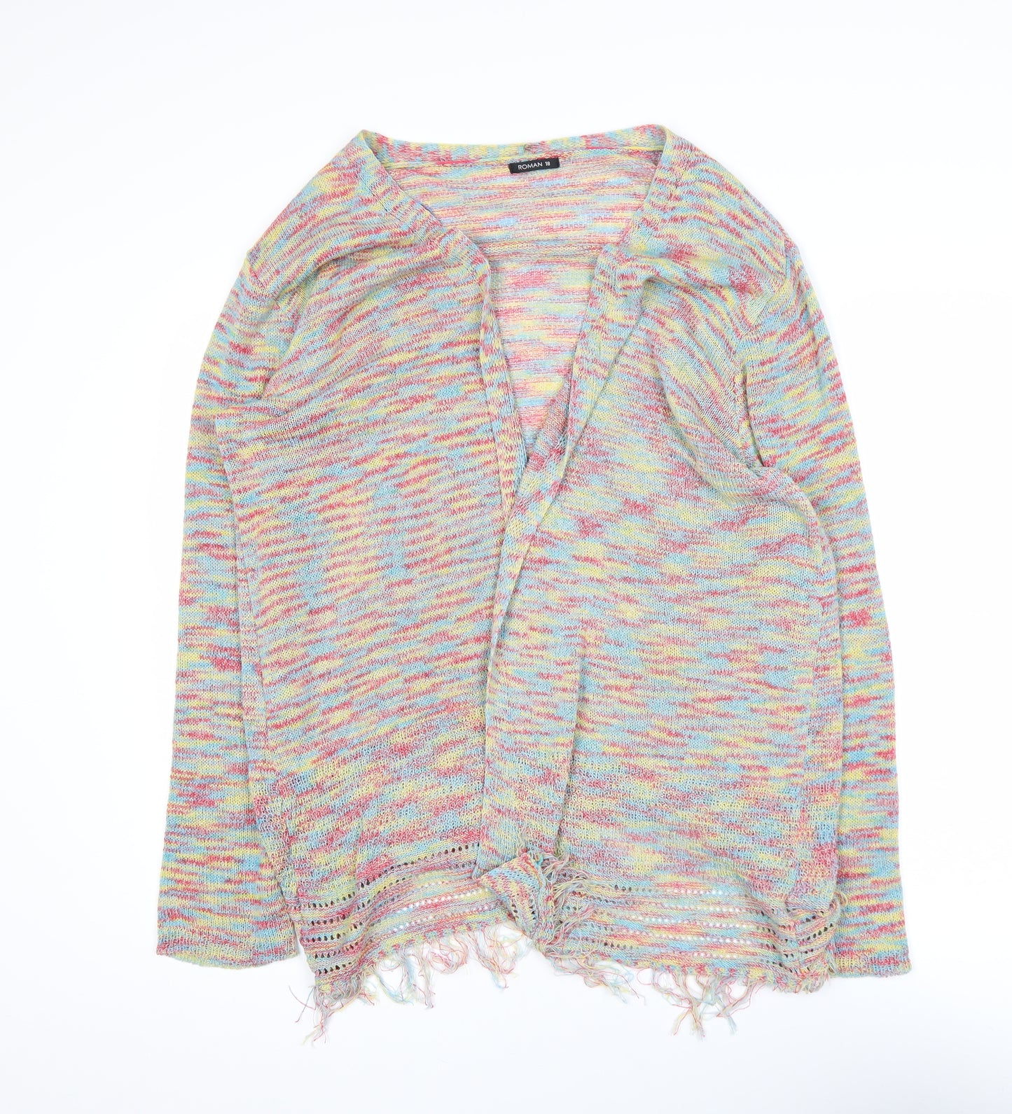 Roman Women’s Multicoloured Open Knit Cardigan Size 18