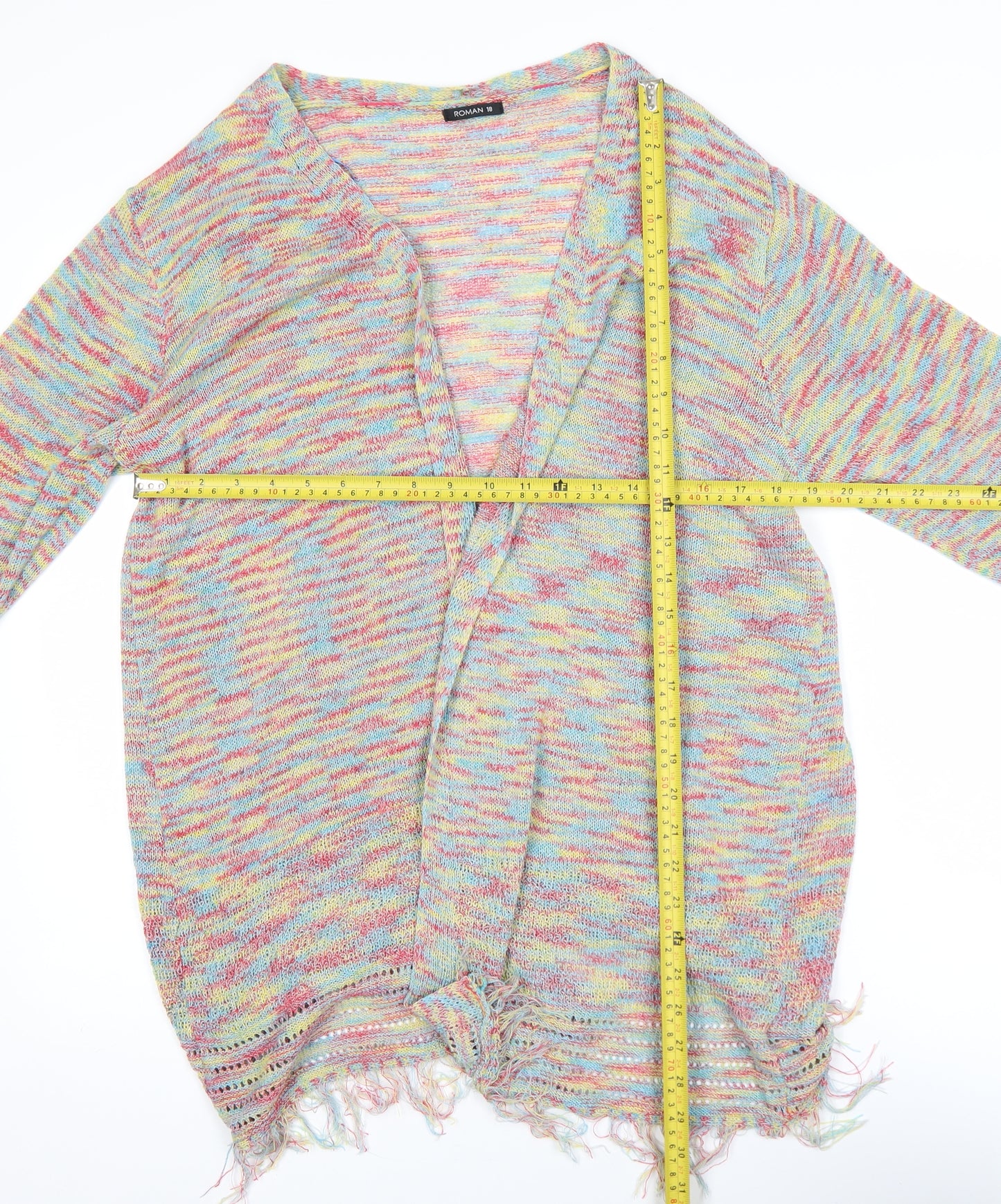 Roman Women’s Multicoloured Open Knit Cardigan Size 18