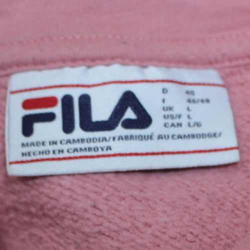 Fila Women’s Pink Pullover Hoodie L Cotton Blend Casual Sweatshirt
