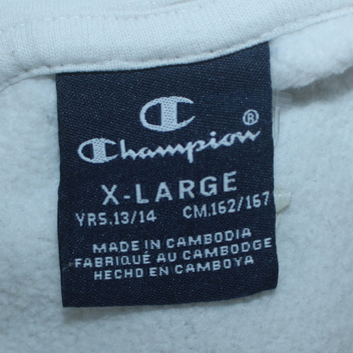 Champion Boys White Pullover Hoodie Size 13-14 Years Cotton Blend