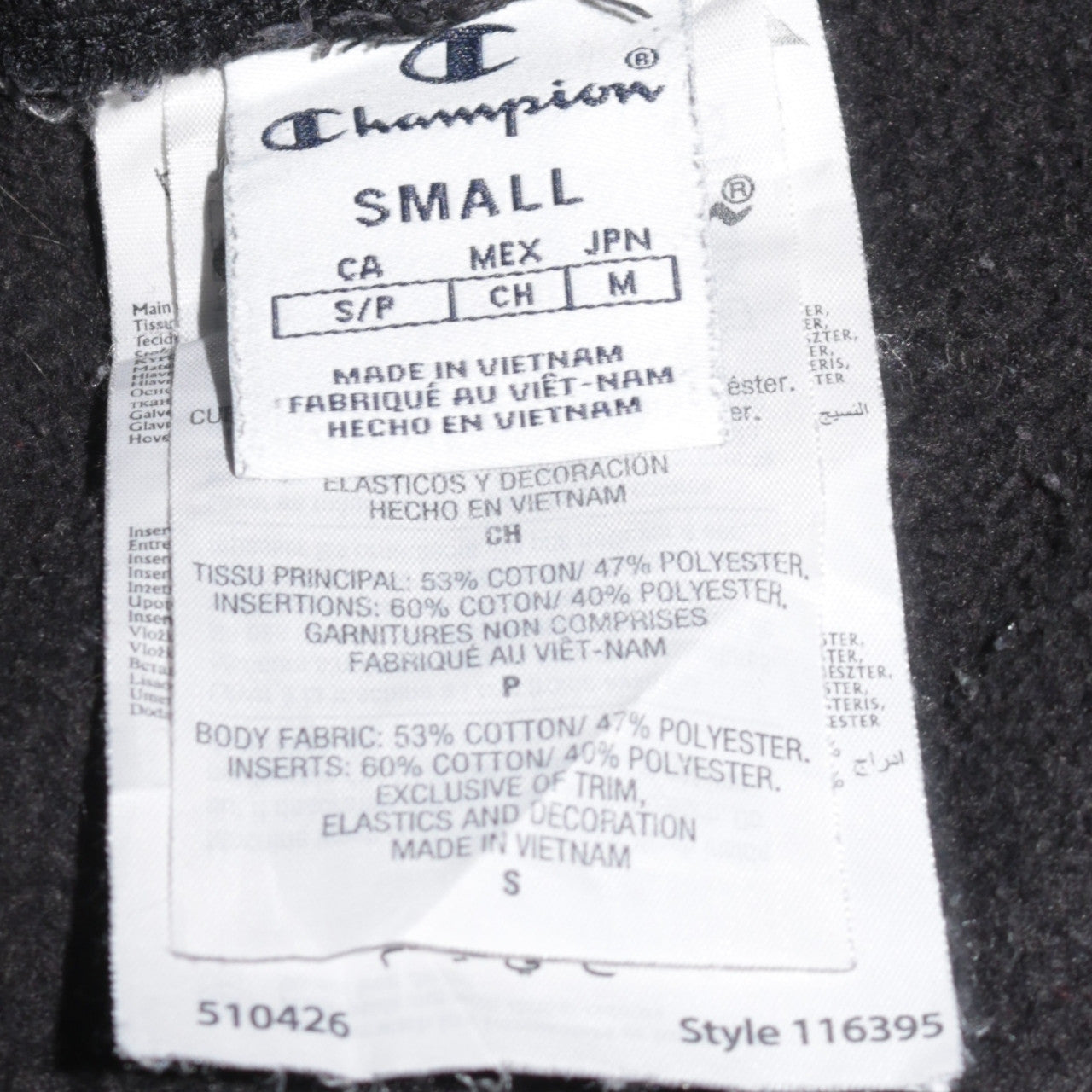 Champion Mens Black Small Logo Tape Fleece Sweatpants