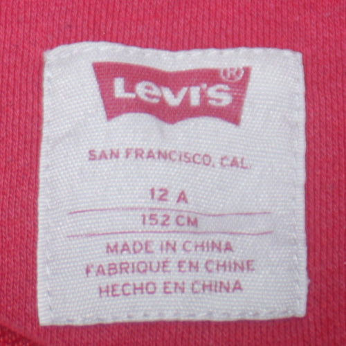 Levi's Boys Red Full Zip Hoodie 12 Years Cotton Blend Casual Logo