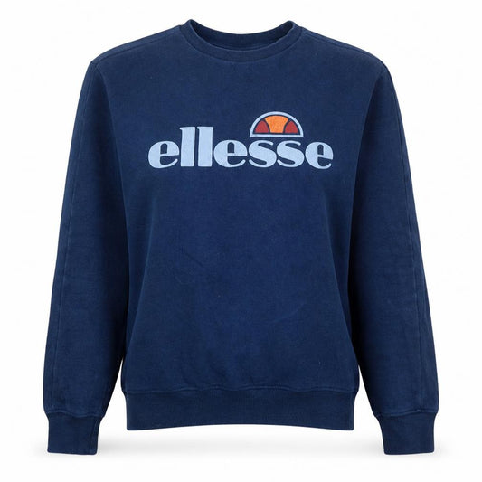 Front view of Ellesse Women's Navy Blue Logo Pullover Sweatshirt UK 8