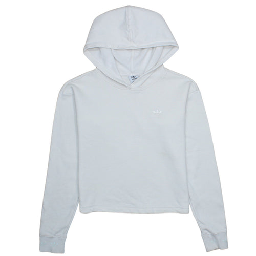Adidas Women White Pullover Hoodie XS Cotton Logo Sweatshirt