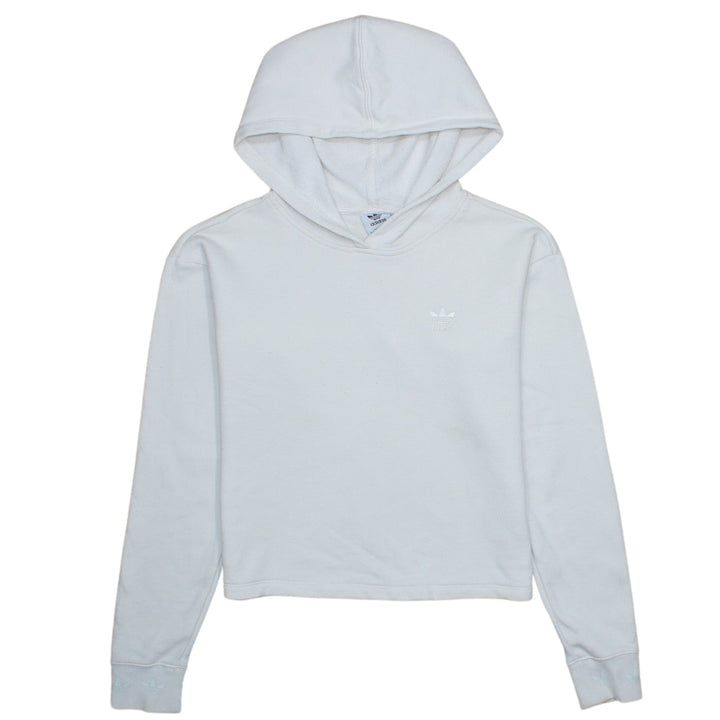 Adidas Women White Pullover Hoodie XS Cotton Logo Sweatshirt
