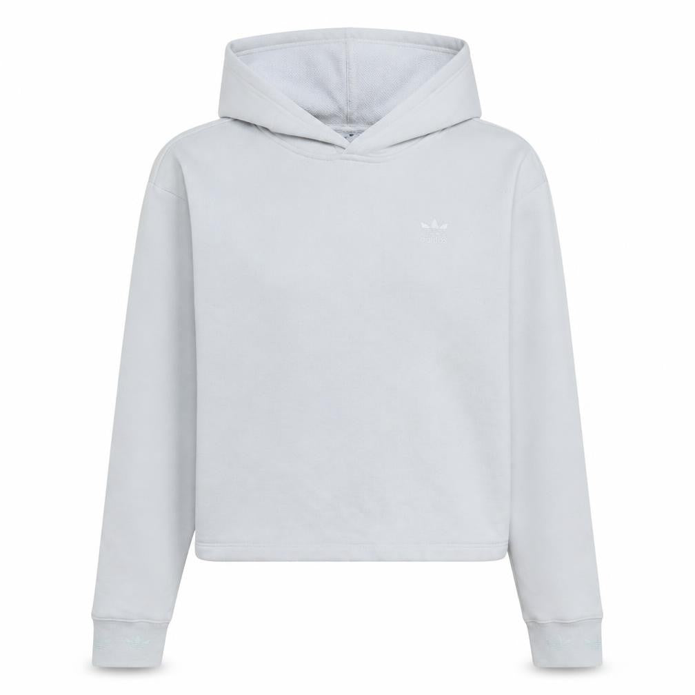 Front view of Adidas Women White Pullover Hoodie XS Cotton Logo Sweatshirt