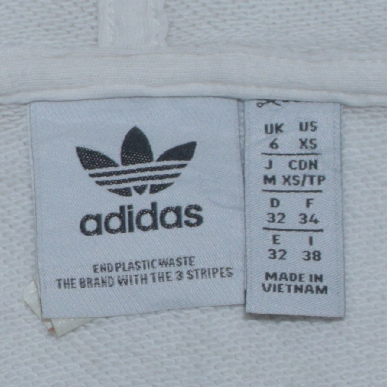 Adidas Women White Pullover Hoodie XS Cotton Logo Sweatshirt