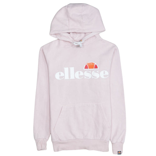 Ellesse Womens Pink Pullover Hoodie UK 6 Classic Logo Cotton Blend