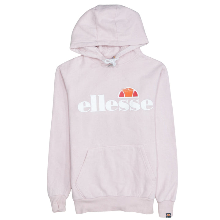 Ellesse Womens Pink Pullover Hoodie UK 6 Classic Logo Cotton Blend