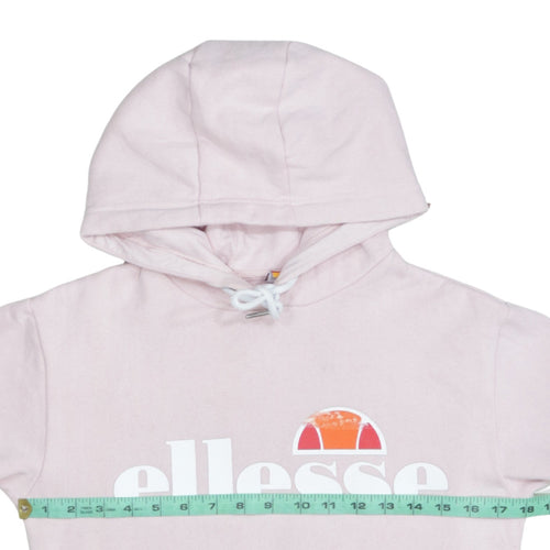 Ellesse Womens Pink Pullover Hoodie UK 6 Classic Logo Cotton Blend