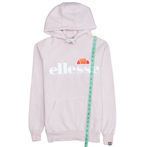 Ellesse Womens Pink Pullover Hoodie UK 6 Classic Logo Cotton Blend