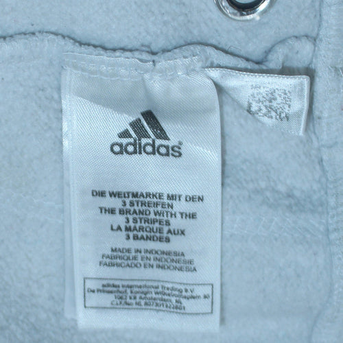 Adidas Mens White Navy XL Pullover Crew Neck Logo Sweatshirt